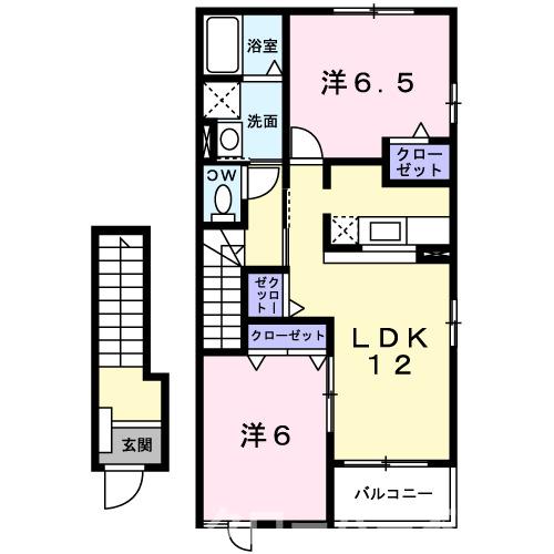 【丸亀市飯野町東分のアパートの間取り】