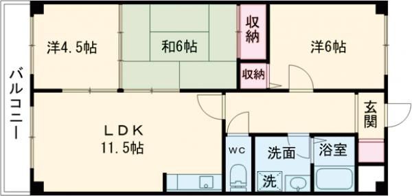 京都市西京区大枝沓掛町のマンションの間取り