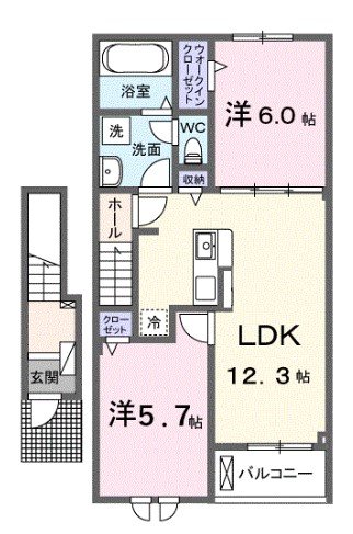 福山市赤坂町大字赤坂のアパートの間取り