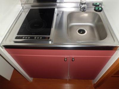 キッチン　2口電気コンロ付きミニキッチン。