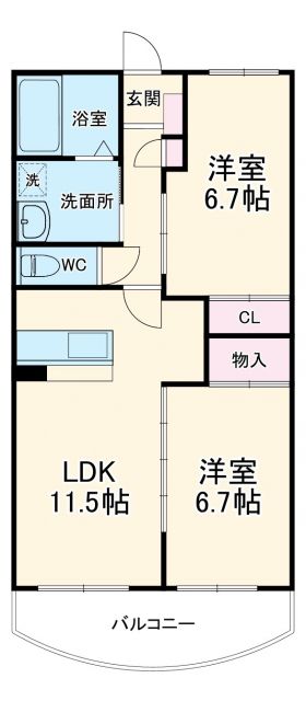 浜松市中央区志都呂のマンションの間取り