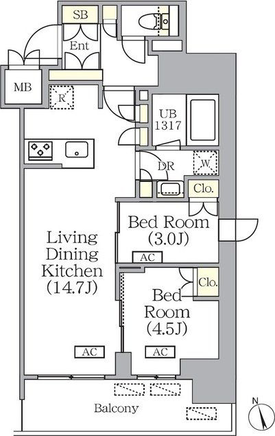 中央区入船のマンションの間取り