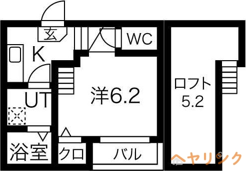 【名古屋市名東区宝が丘のアパートの間取り】