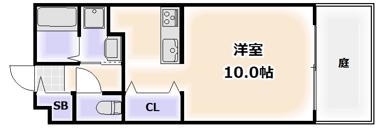 大阪市阿倍野区桃ケ池町のアパートの間取り