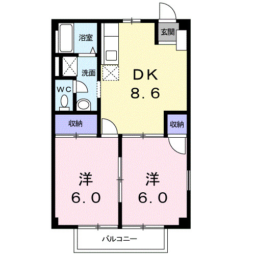 豊橋市東脇のアパートの間取り