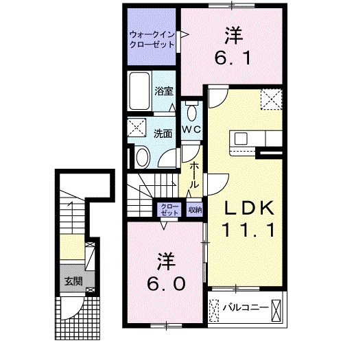 境港市外江町のアパートの間取り