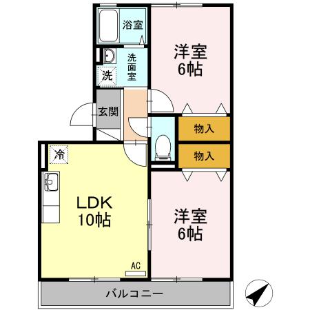 ペニーレーン　Ａ棟の間取り