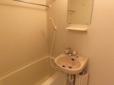 バス・シャワールーム　洗面台とユニット式のお風呂です