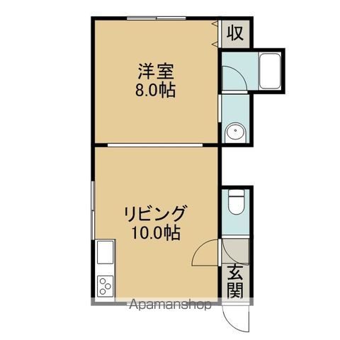 ＪＲ函館本線 滝川駅 バス乗車時間：10分 最寄りバス停で下車 徒歩5分 2階建 築35年の間取り写真
