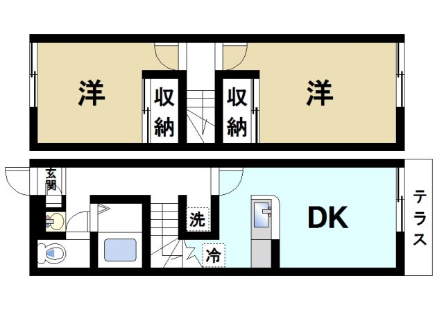 近鉄天理線 二階堂駅 徒歩9分 2階建 築27年の間取り写真