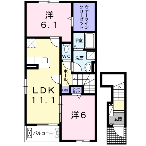 ＪＲ草津線 寺庄駅 徒歩2分 2階建 築6年の間取り写真