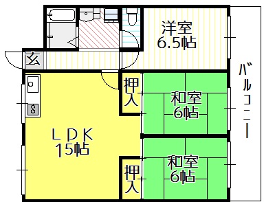 大阪市平野区背戸口のマンションの間取り