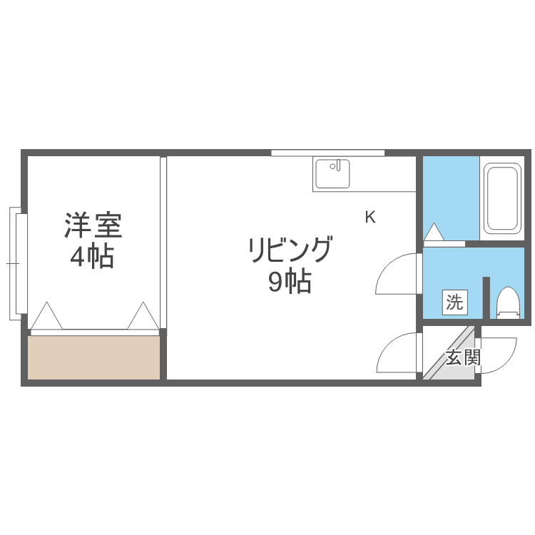 札幌市西区二十四軒一条のアパートの間取り