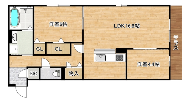 大阪市阿倍野区西田辺町のマンションの間取り