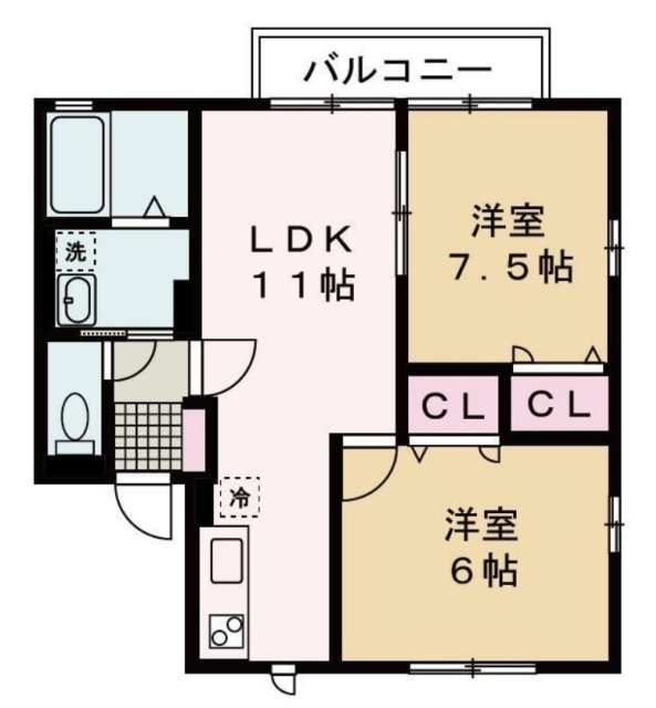 神崎郡福崎町福田のアパートの間取り