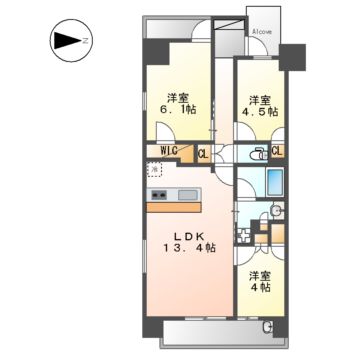 名古屋市中区丸の内のマンションの間取り