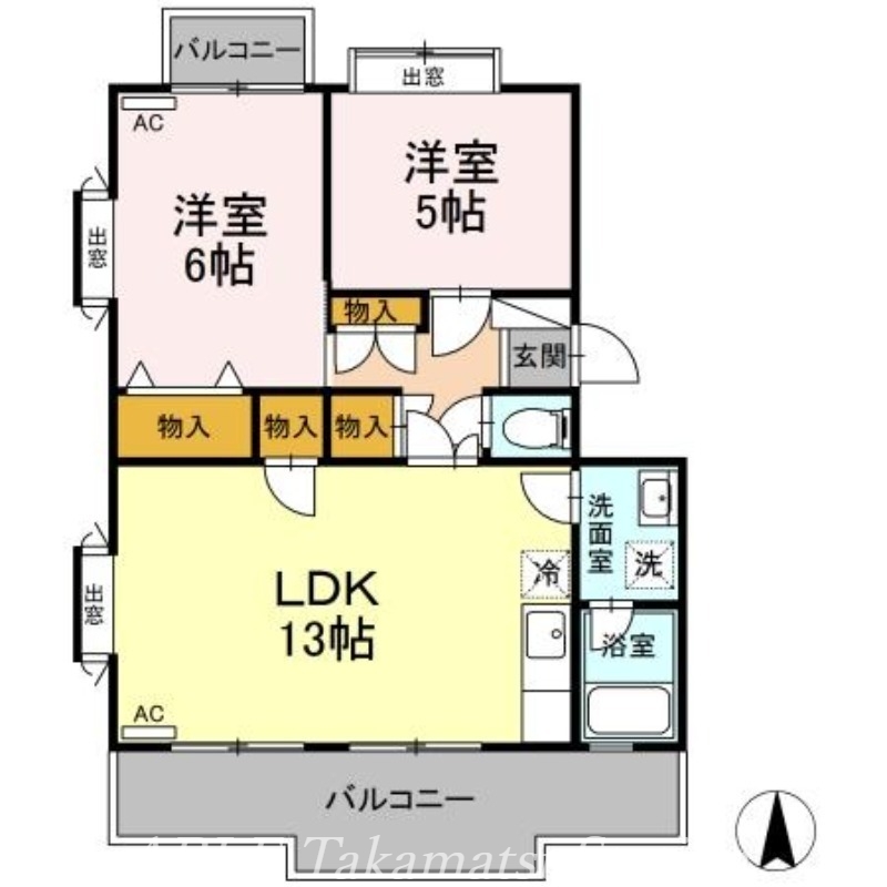 高松市木太町のマンションの間取り