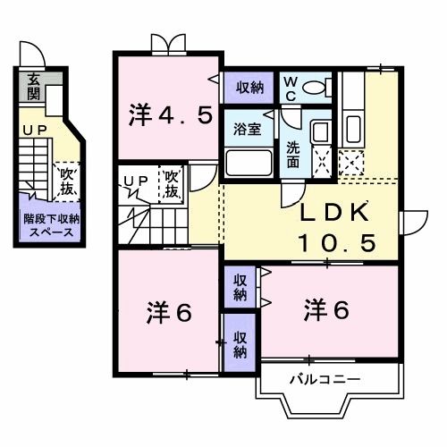 直方市知古のアパートの間取り