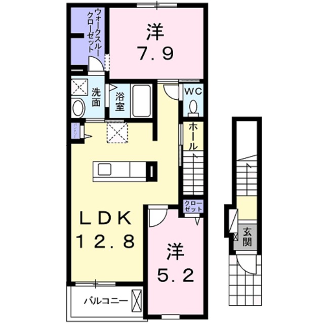 京都市北区上賀茂北ノ原町のアパートの間取り