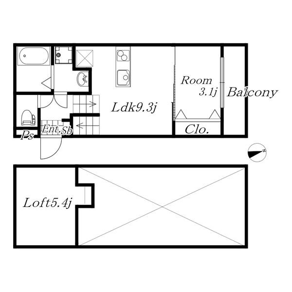 名古屋市昭和区川名本町のアパートの間取り