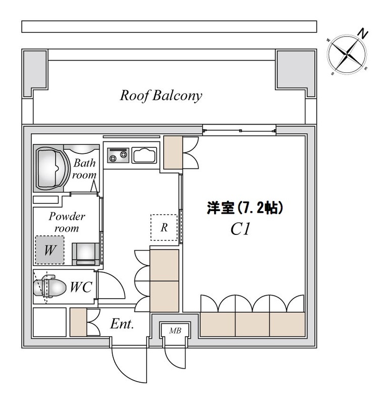 稲城市東長沼のマンションの間取り