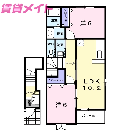 伊勢市一色町のアパートの間取り