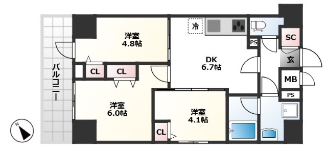 ティモーネグランデ町屋の間取り