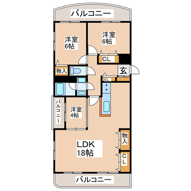 熊本市中央区大江のマンションの間取り