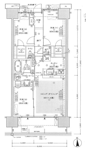 川崎市川崎区大師駅前のマンションの間取り