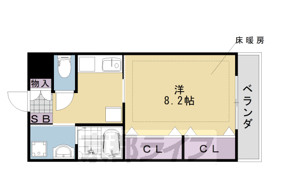 京都市西京区桂芝ノ下町のマンションの間取り