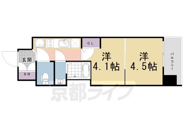 京都市南区吉祥院西ノ庄西浦町のマンションの間取り