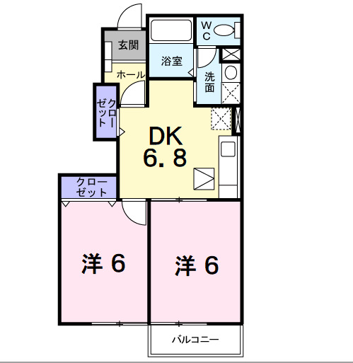 笛吹市石和町広瀬のアパートの間取り