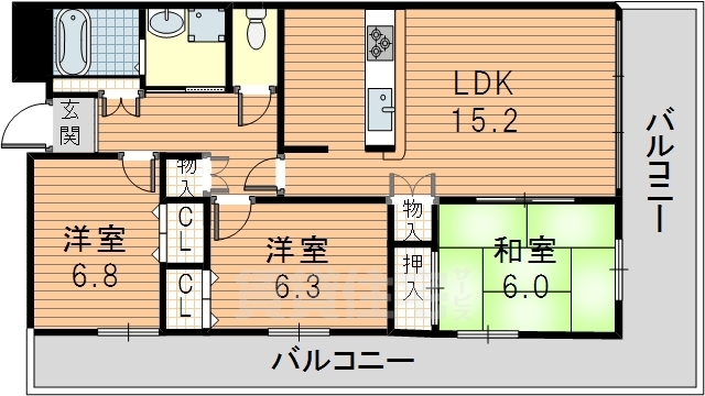 【大阪市淀川区野中北のマンションの間取り】