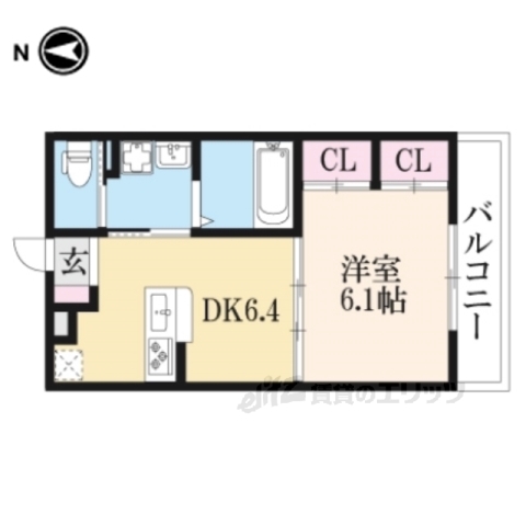 【京都市北区大北山原谷乾町のアパートの間取り】