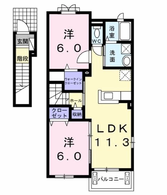 安達郡大玉村大山のアパートの間取り