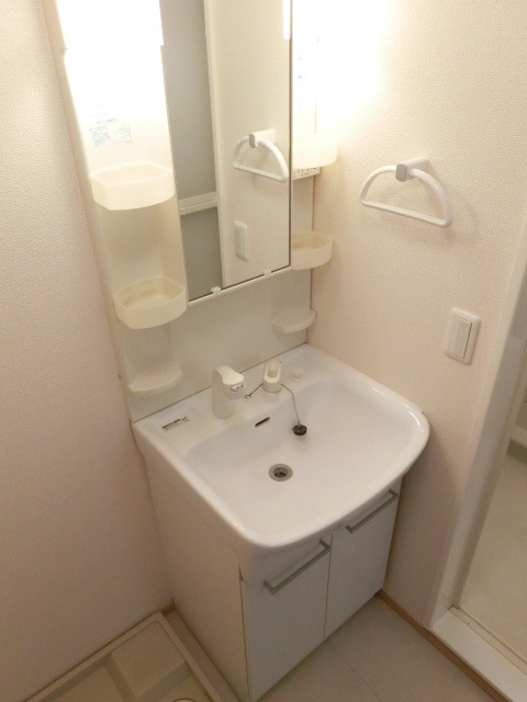 洗面設備　シャンプードレッサーも付いて機能性高いです。