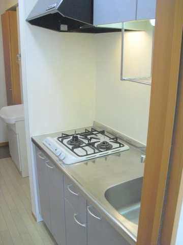 キッチン　ガス２口システムキッチン　調理スペースしっかりあります