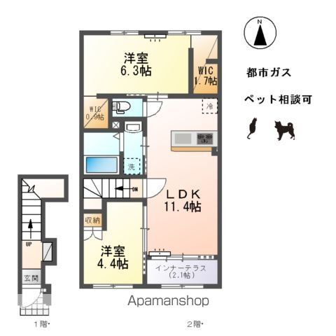 小信中島東鵜飼分アパートの間取り写真