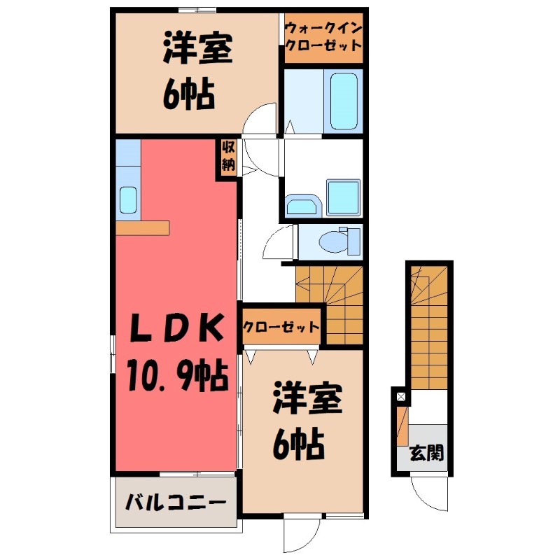 東武東上線 東松山駅 徒歩19分 2階建 築10年の間取り写真