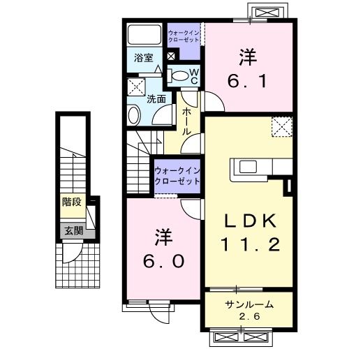 魚津市経田西町のアパートの間取り