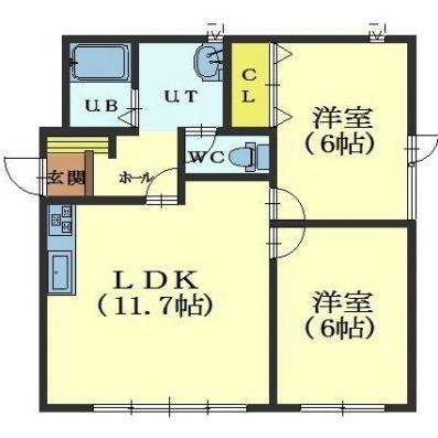 北海道函館市上野町（アパート）の賃貸物件の間取り