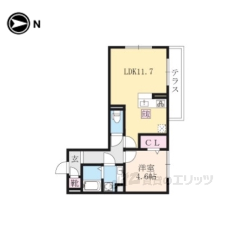 城陽市市辺のアパートの間取り