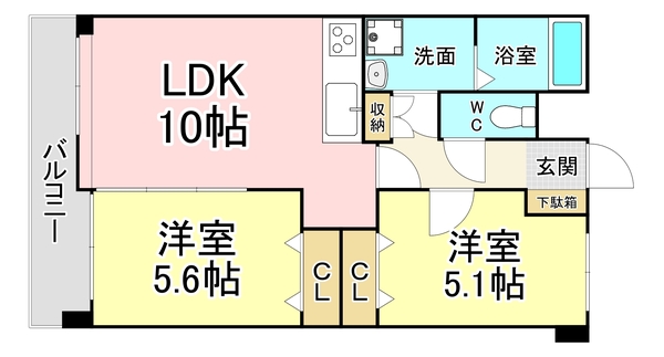 北九州市小倉北区中津口のマンションの間取り