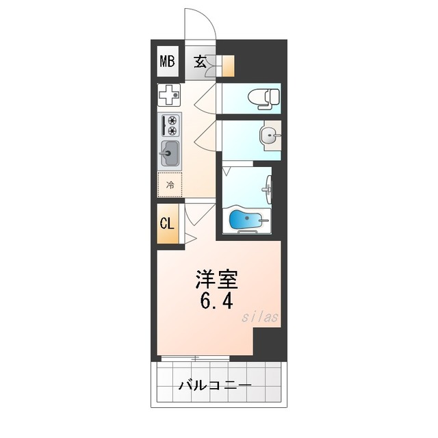 大阪市大正区三軒家西のマンションの間取り