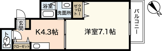 広島市中区上幟町のマンションの間取り