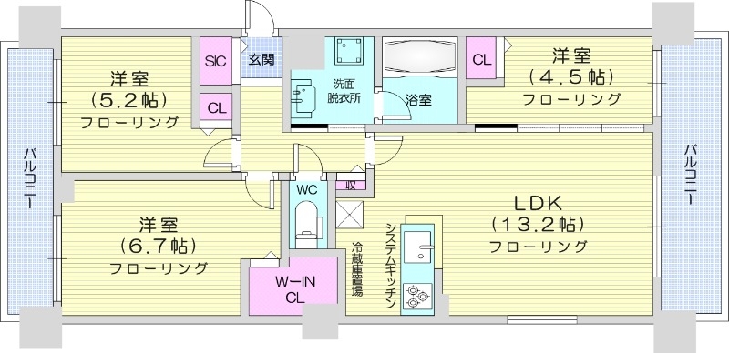 レーベン北18条THEBLCIELの間取り