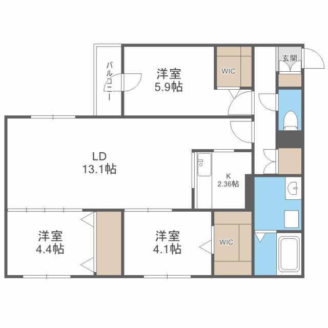 アルファスクエア北12西3の間取り