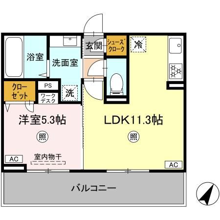 （仮）D-ROOM宇土市北段原町　B棟の間取り