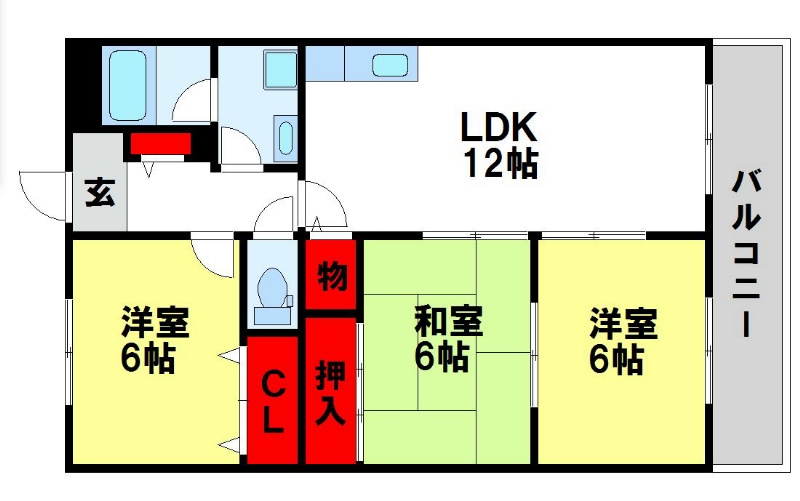 筑紫野市針摺中央のマンションの間取り