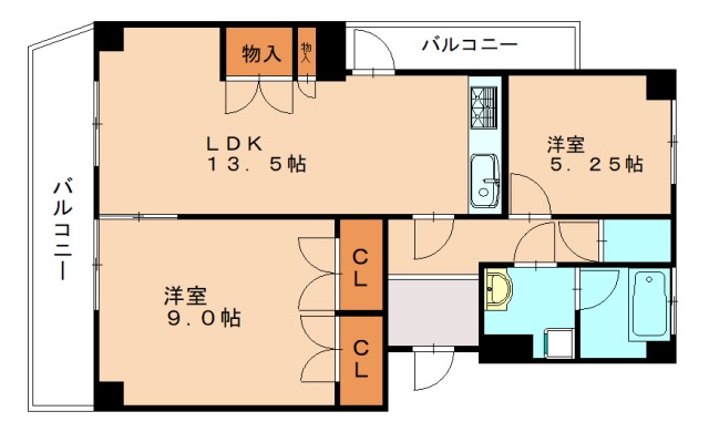 北九州市小倉北区三郎丸のマンションの間取り